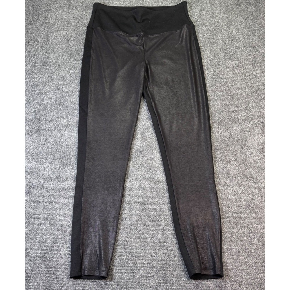 Assets by Spanx Black Faux Leather Front Leggings High Waisted Size 1X